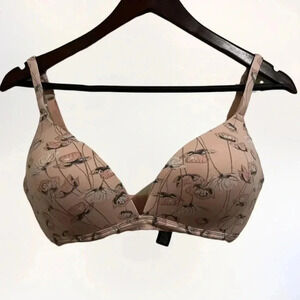 🎉 Anne Klein T -Shirt Pale Pink Floral Bra 36D